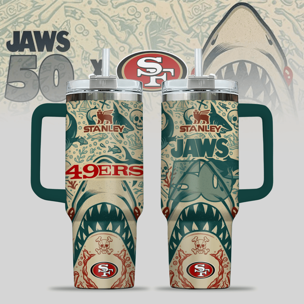 San Francisco 49ers NFL x JAWS Custom Stanley Cup 40 oz 30 oz Tumbler With HandleTVC2301123