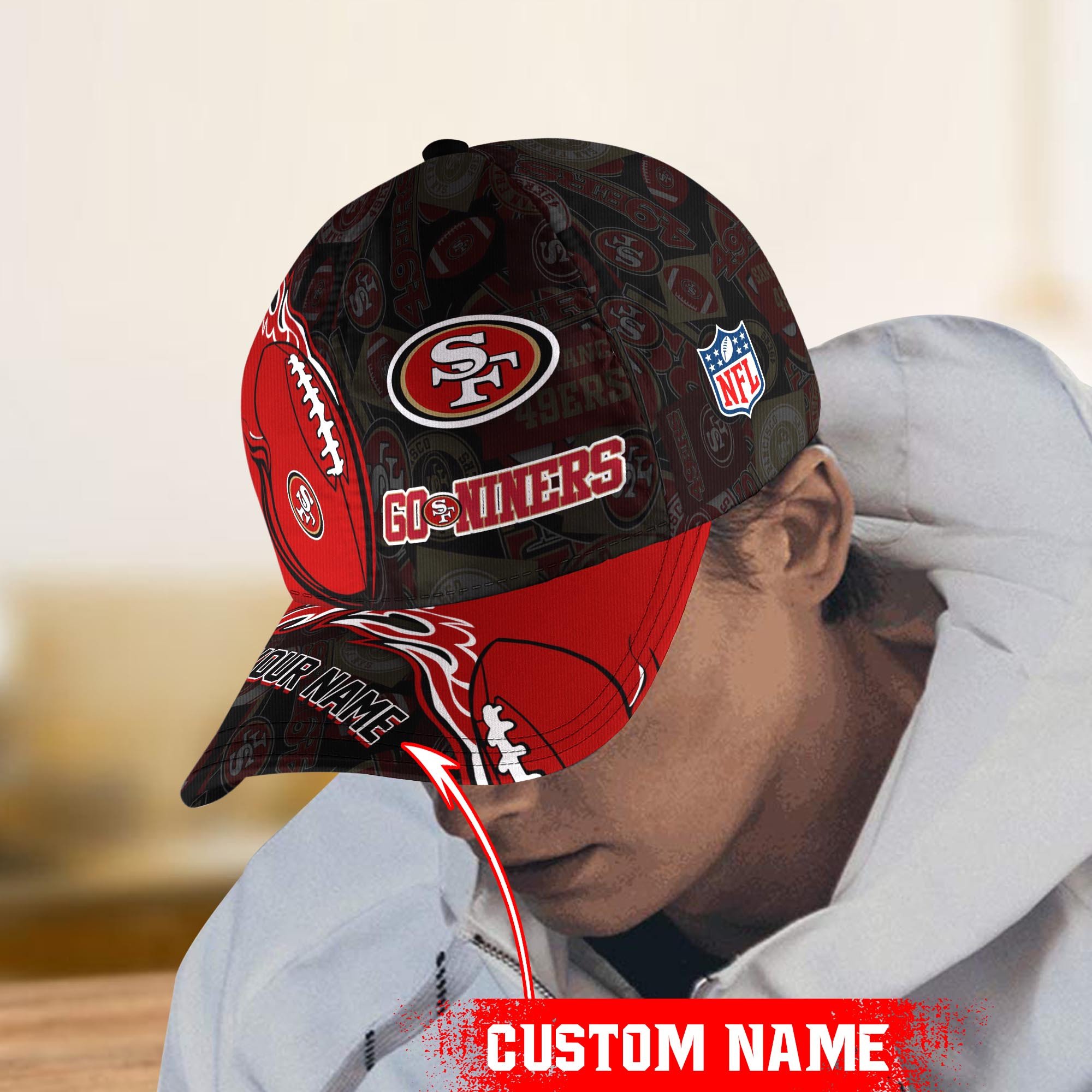 San Francisco 49ers Personalized Baseball Cap Trucker Hats Custom Hats Gifts For Men & Women