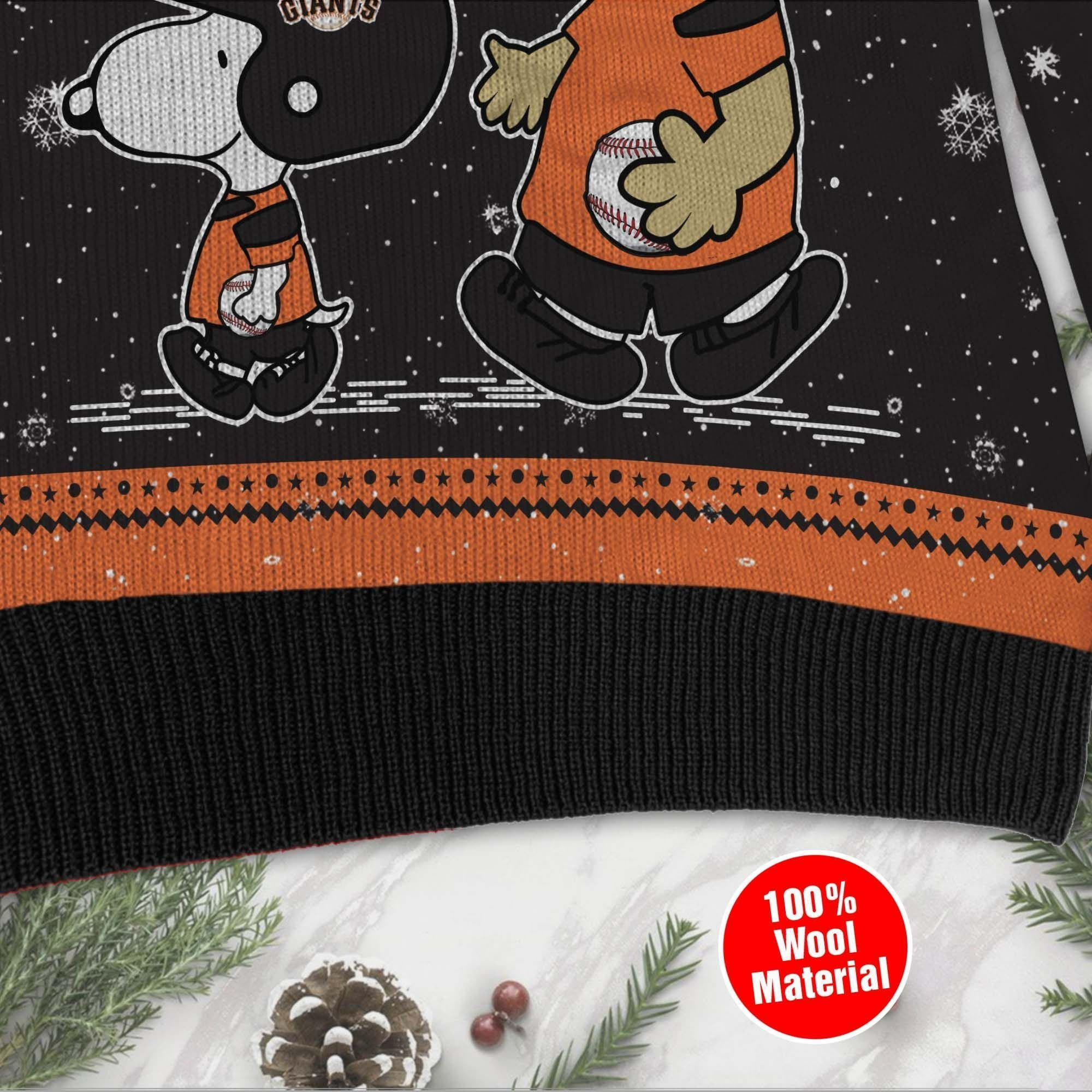 San Francisco Giants Charlie Brown Snoopy Wear Football Jersey Ugly Christmas Sweater Adult 3D Funny Matching for family - Image 4