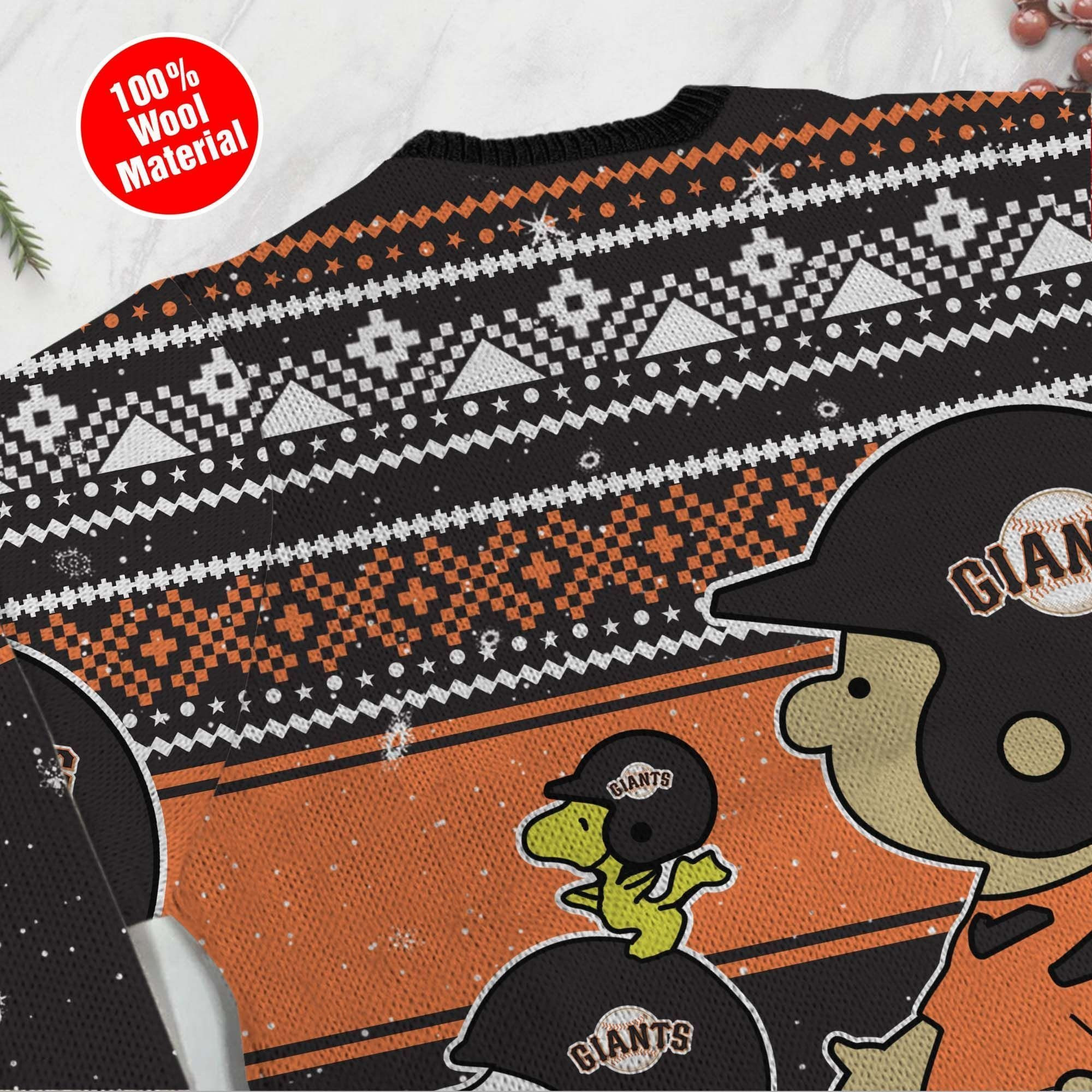San Francisco Giants Charlie Brown Snoopy Wear Football Jersey Ugly Christmas Sweater Adult 3D Funny Matching for family - Image 5