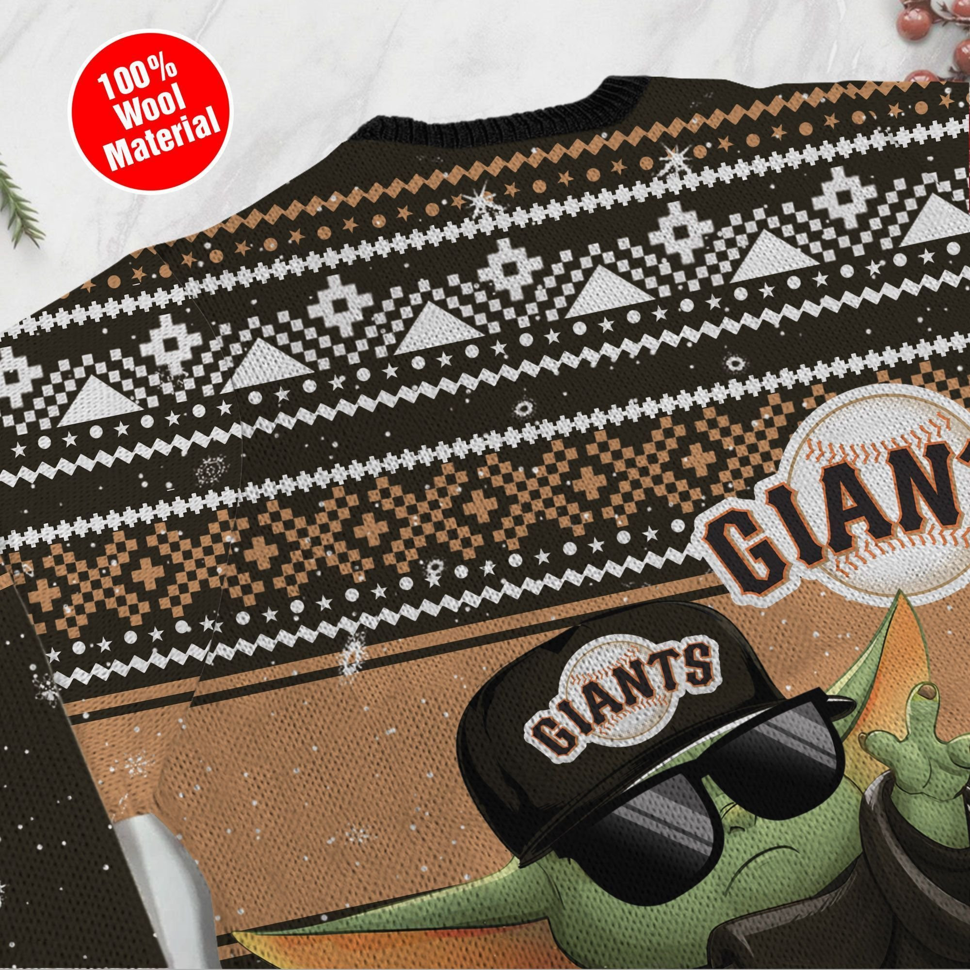 San Francisco Giants Grogu Baby Yoda Hug Logo Ugly Christmas Sweater Adult 3D Funny Matching for family - Image 5