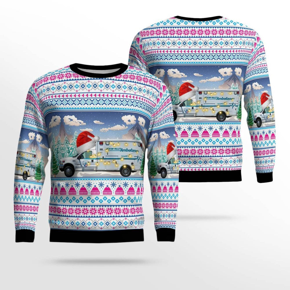 San Jose California Silicon Valley Ambulance Christmas AOP Ugly Sweater Unisex Christmas Gift