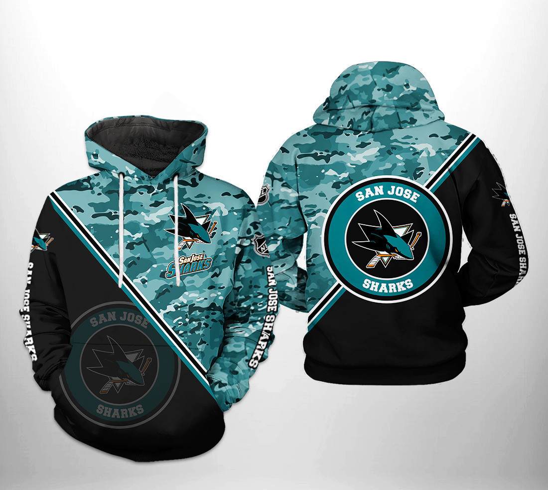 San Jose Sharks NHL Camo Team 3D All Over Print Hoodie, Zip Hoodie