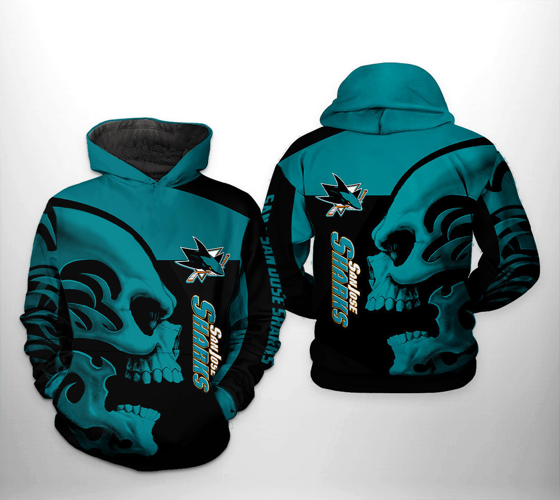 San Jose Sharks NHL Skull 3D All Over Print Hoodie, Zip Hoodie