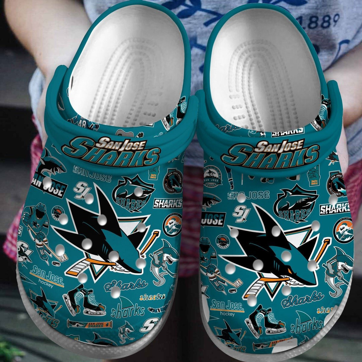 San Jose Sharks NHL Sport Crocs Crocband Clogs Shoes Comfortable For Men Women and Kids