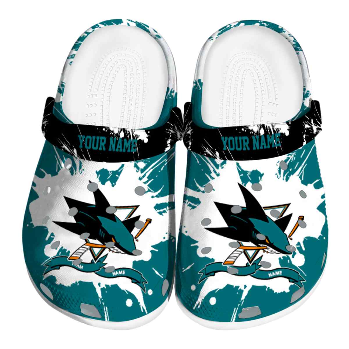San Jose Sharks NHL Sport Crocs Crocband Clogs Shoes Comfortable For Men Women and Kids