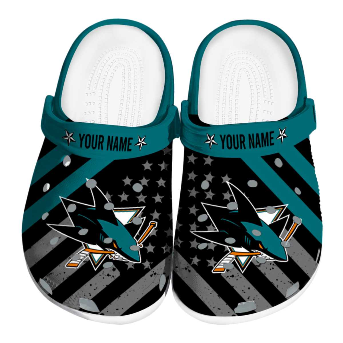 San Jose Sharks NHL Sport Crocs Crocband Clogs Shoes Comfortable For Men Women and Kids