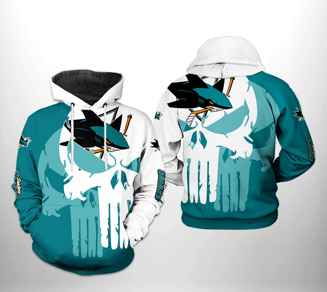 San Jose Sharks NHL Team Skull 3D All Over Print Hoodie, Zip Hoodie