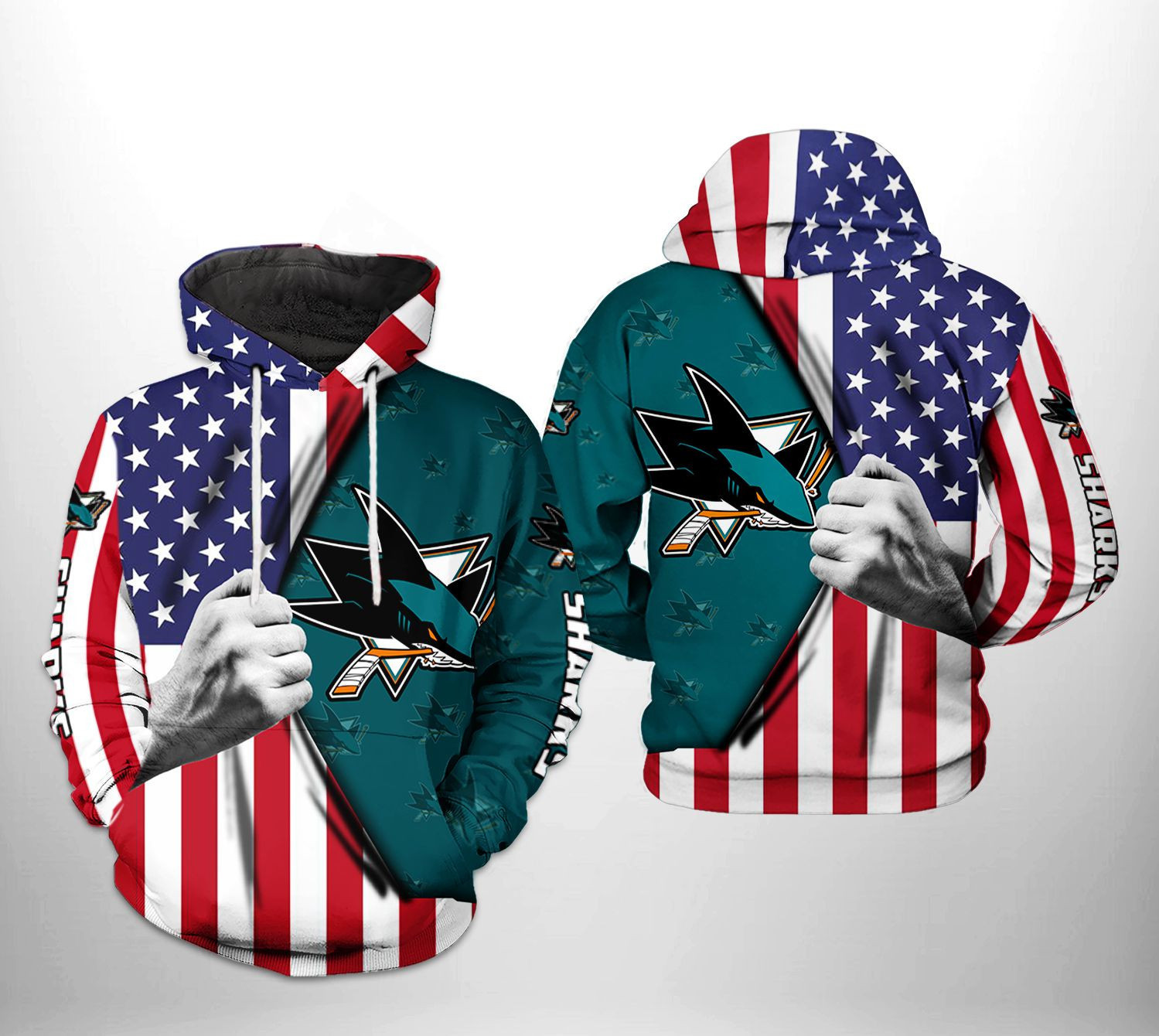 San Jose Sharks NHL US FLag 3D All Over Print Hoodie, Zip Hoodie