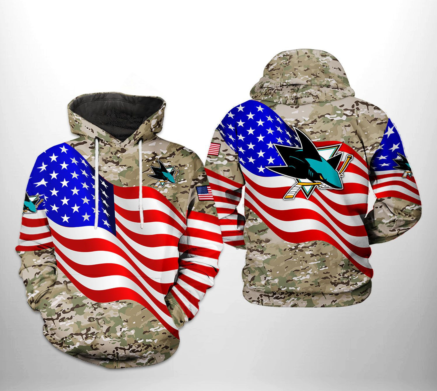 San Jose Sharks NHL US FLag Camo Veteran 3D All Over Print Hoodie, Zip Hoodie