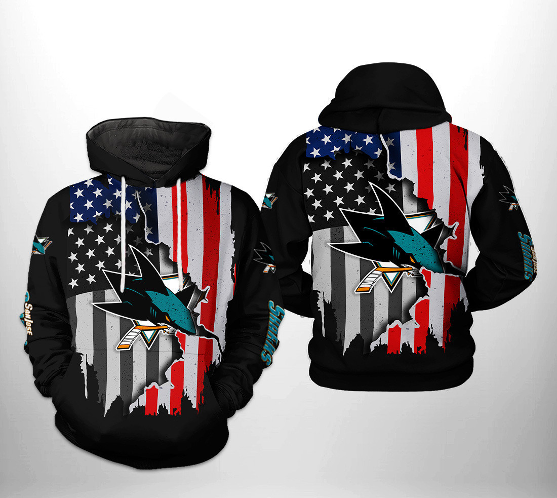 San Jose Sharks NHL US FLag Team 3D All Over Print Hoodie, Zip Hoodie