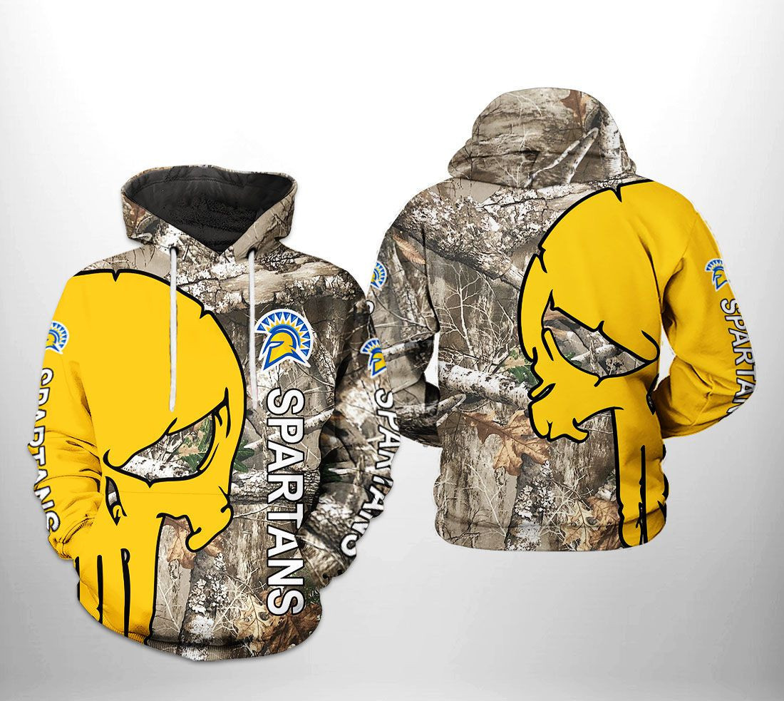 San Jose State Spartans NCAA Camo Veteran Hunting 3D All Over Print Hoodie, Zip Hoodie
