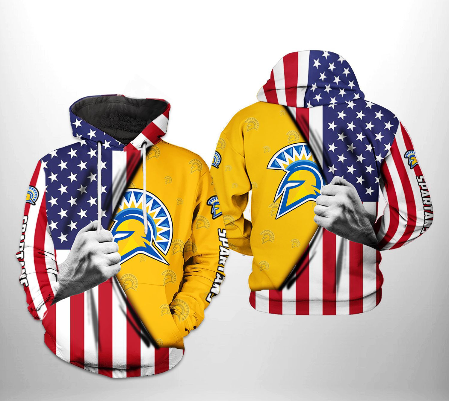 San Jose State Spartans NCAA US Flag 3D All Over Print Hoodie, Zip Hoodie