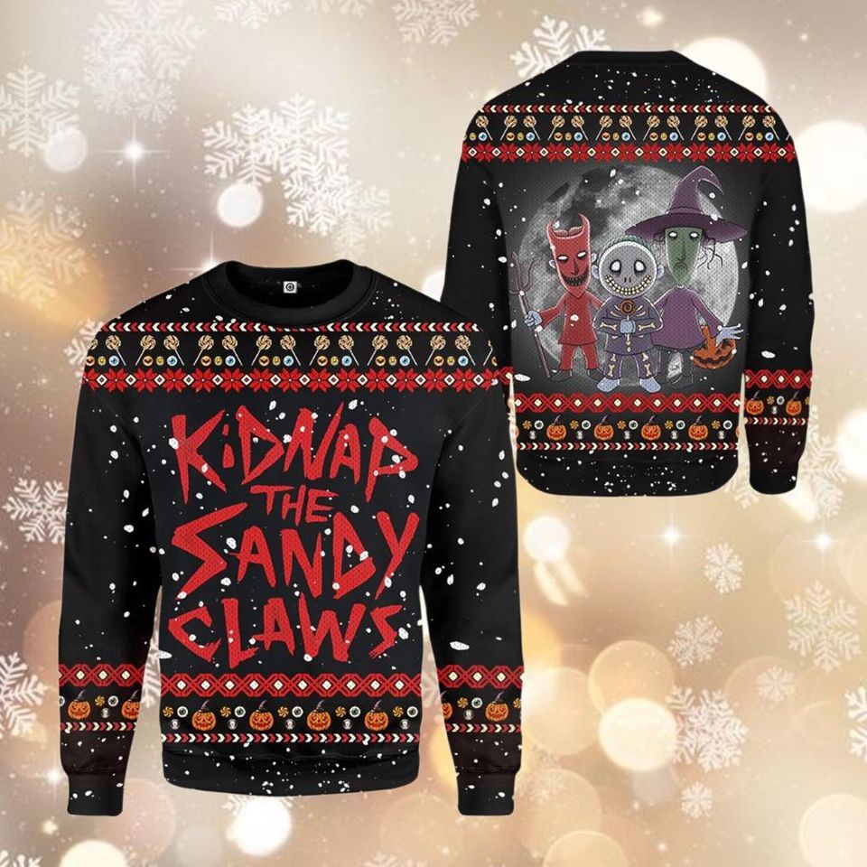 Sandy Claws Is Coming To Town Ugly Sweatshirt, Nightmare Before Christmas Ugly Sweatshirt - Image 2