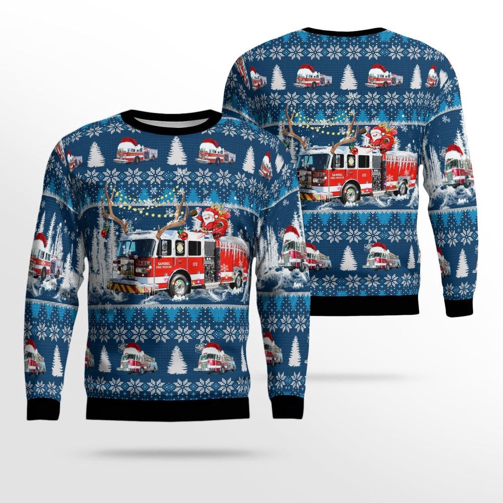 Sanibel Island Fire Department Christmas AOP Ugly Sweater Unisex Christmas Gift
