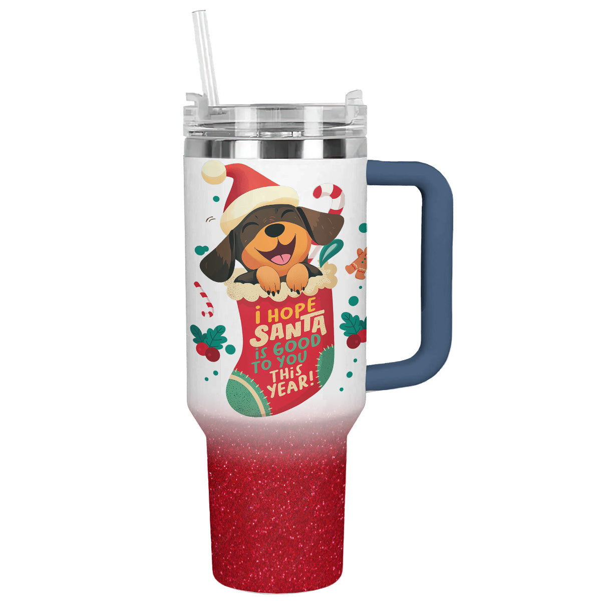 Santaâ€™s Puppy Delight Christmas Custom Stanley Cup 40 oz 30 oz Tumbler With HandleTVC2301500