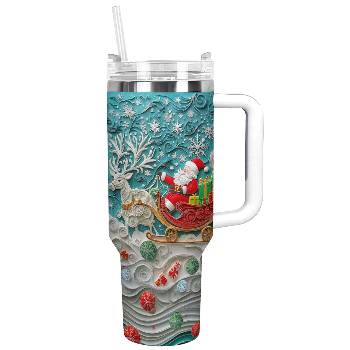 Santaâ€™s Sleigh Christmas Custom Stanley Cup 40 oz 30 oz Tumbler With HandleTVC2301498