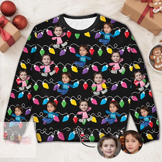 Santa Alien Sweater, Green Character Ugly Christmas Sweater - Image 4