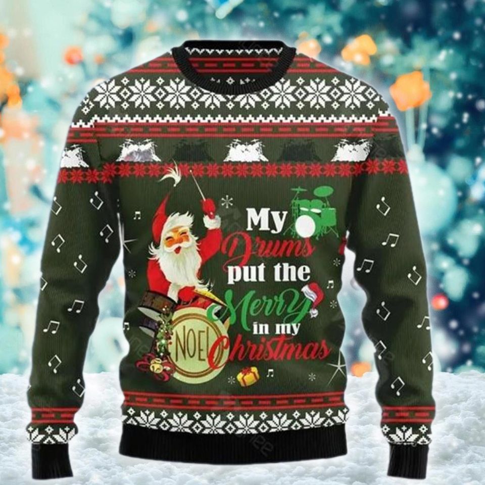 Santa And Drum Ugly Sweatshirt, Christmas Gift For Men Women Kid