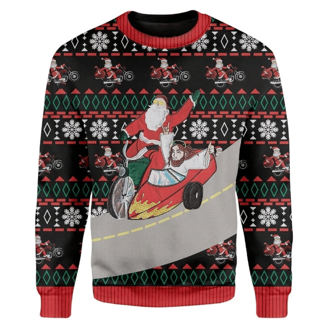 Santa And Jesus Ugly Christmas Sweater Adult 3D Funny Matching for family