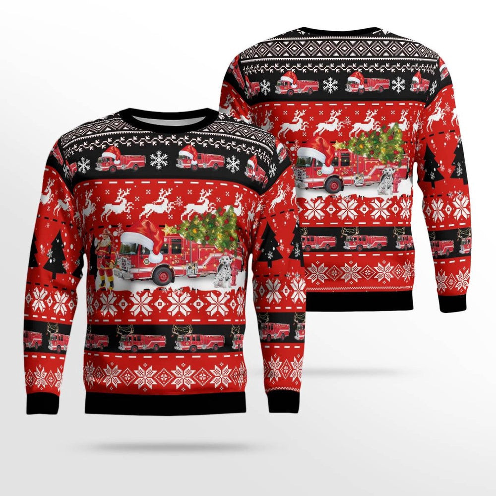 Santa Barbara California Montecito Fire Protection District Christmas AOP Ugly Sweater Unisex Christmas Gift