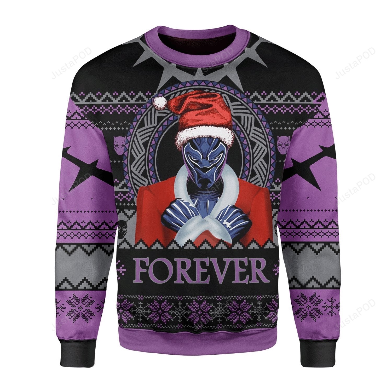 Santa Black Panther Wakanda Forever Ugly Christmas Sweater Adult 3D Funny Matching for family - Image 2