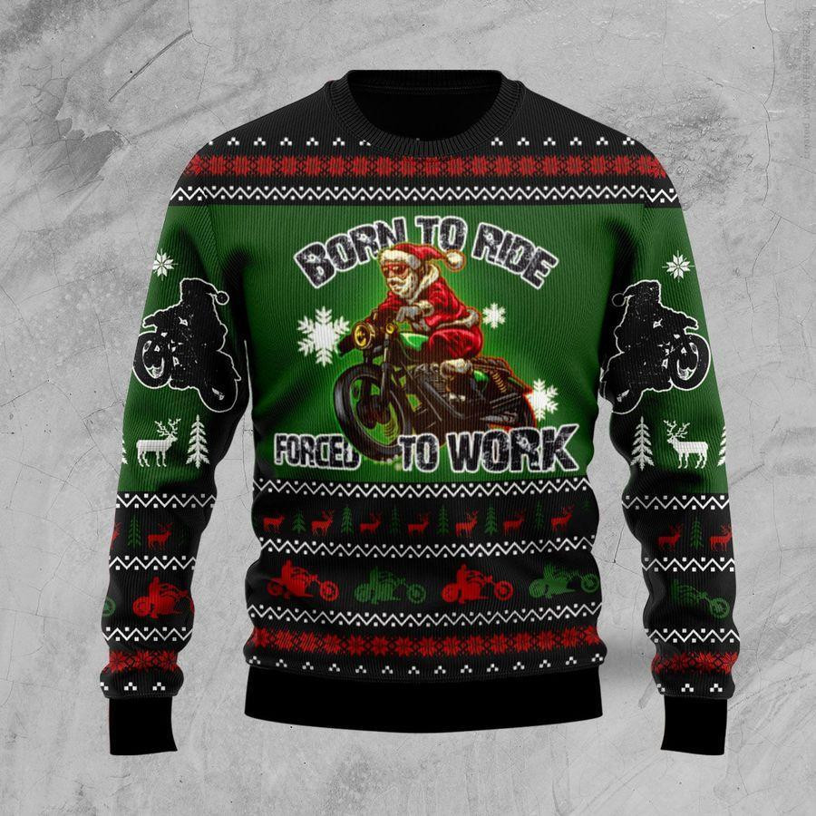 Santa Born To Ride Ugly Christmas Sweater Adult 3D Funny Matching for family
