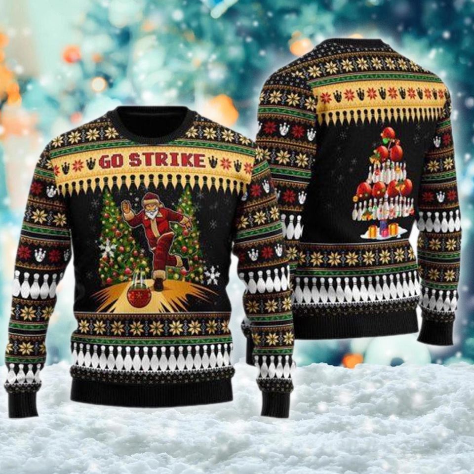 Santa Bowling Go Strike Ugly Sweatshirt, Christmas Gift For Men Women Kid