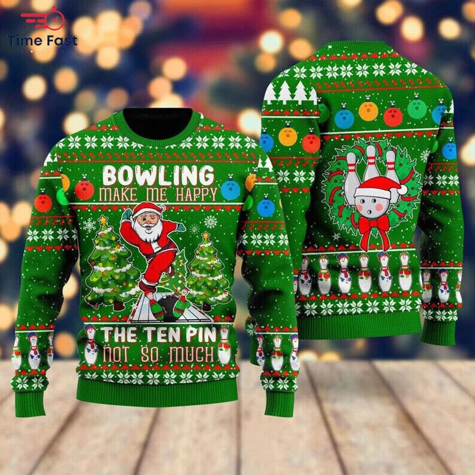 Santa Bowling Go Ugly Sweater, Xmas Lover Ugly Sweatshirt, Gift For Christmas