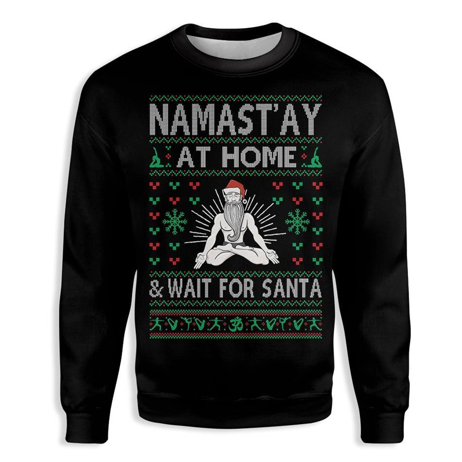 Santa Christmas Yoga Ugly Christmas Sweater Adult 3D Funny Matching for family