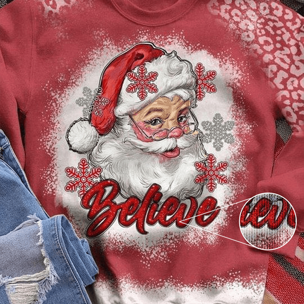 Santa Claus Believe Women's Christmas Sweatshirt Holiday Sweaters Women Xmas Gift For Mom - Image 2