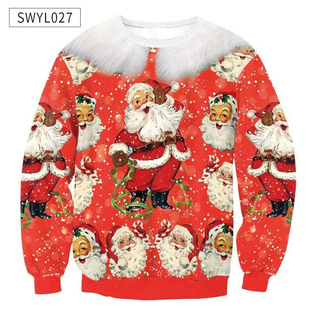 Santa Claus Christmas Ugly Christmas Sweater Adult 3D Funny Matching for family