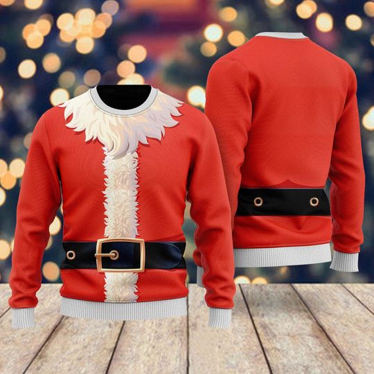 Santa Claus Costume Cosplay Ugly Christmas Sweater, Christmas Crewneck - Image 4
