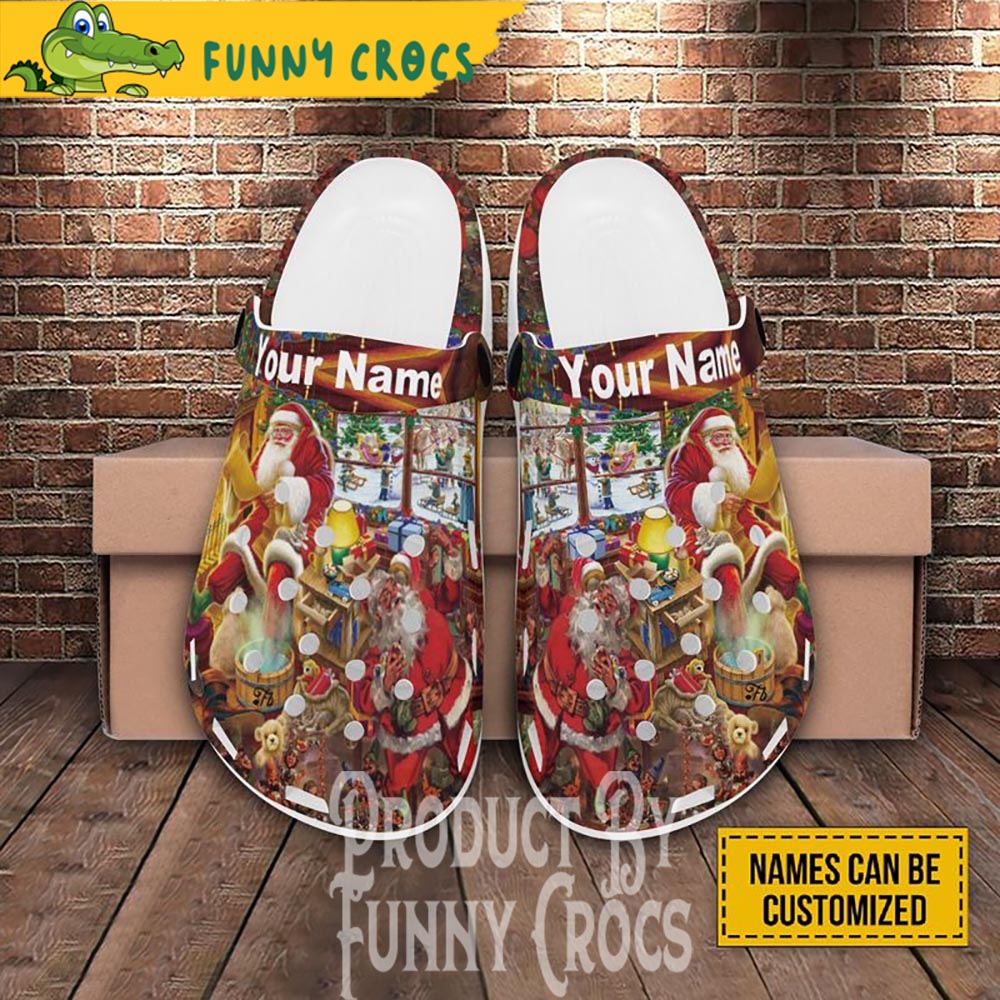 Santa Claus House Christmas Crocs Crocband Clogs Shoes Comfortable For Men Women and Kids