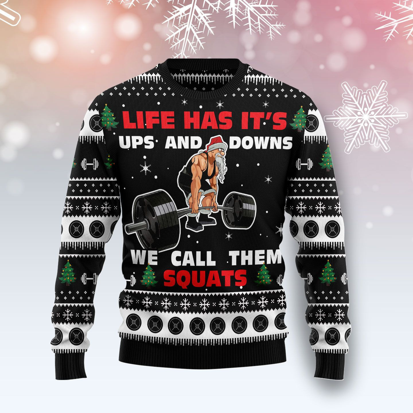 Santa Claus Love Gym Ugly Christmas Sweater Adult 3D Funny Matching for family