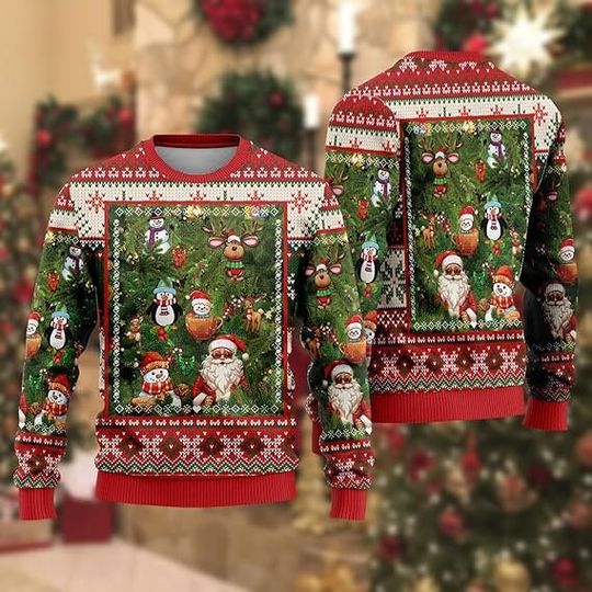 Santa Claus Lovers Ugly Christmas Sweaters for Men - Mens Sweater Xmas Holiday Crew Neck Shirt - Image 9