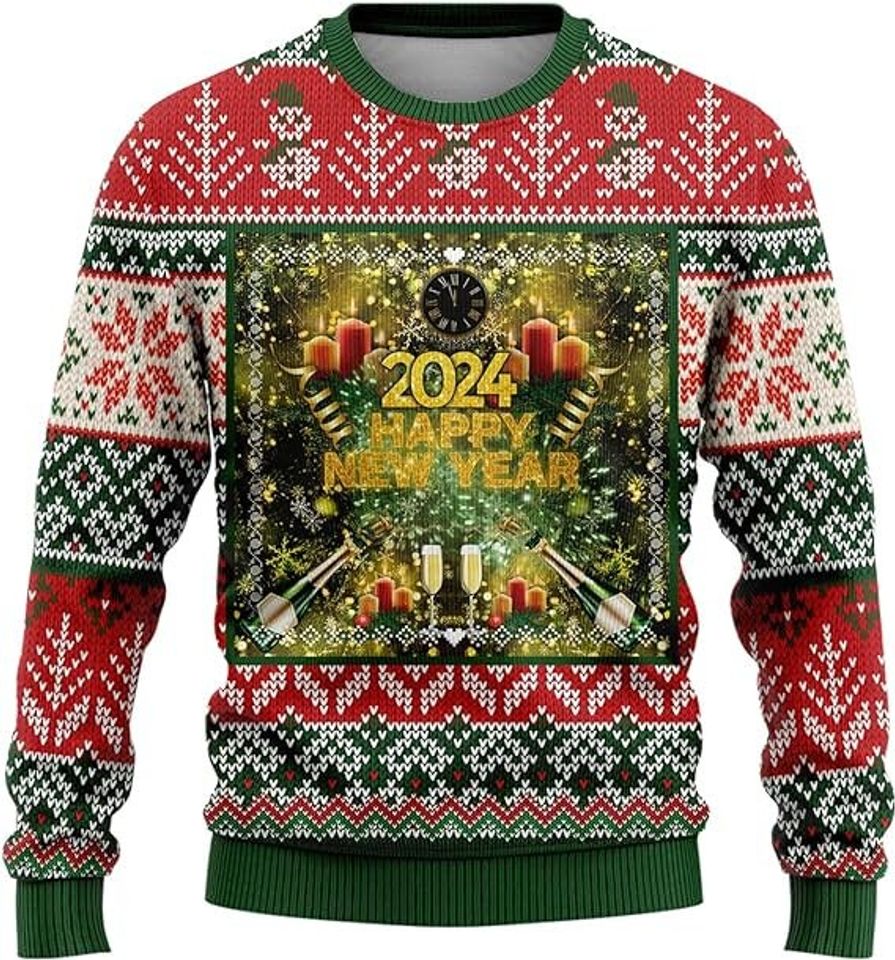 Santa Claus Lovers Ugly Christmas Sweaters for Men - Mens Sweater Xmas Holiday Crew Neck Shirt - Image 6