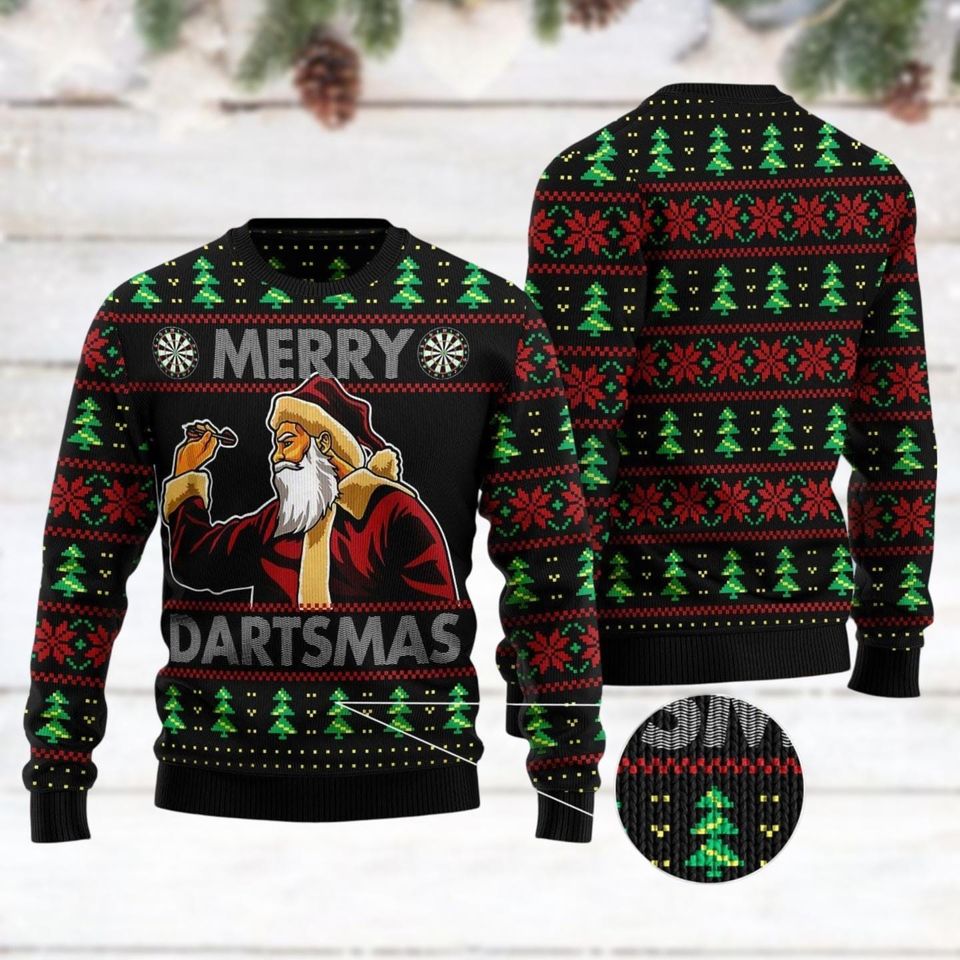 Santa Claus Merry Dartsmas Ugly Christmas Sweater