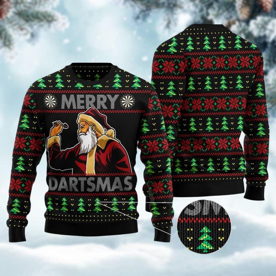 Santa Claus Merry Dartsmas Ugly Christmas Sweater