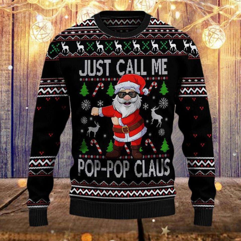 Santa Claus Pop-Pop 3D Printed Unisex Ugly Christmas Sweater