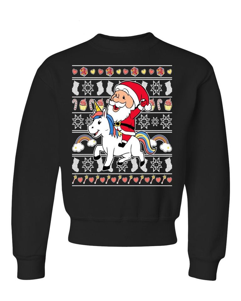 Santa Claus Riding Unicorn Ugly Christmas Sweater
