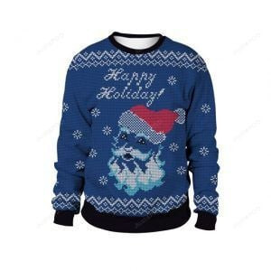 Santa Claus Smile Happy Holiday Ugly Christmas Sweater Adult 3D Funny Matching for family