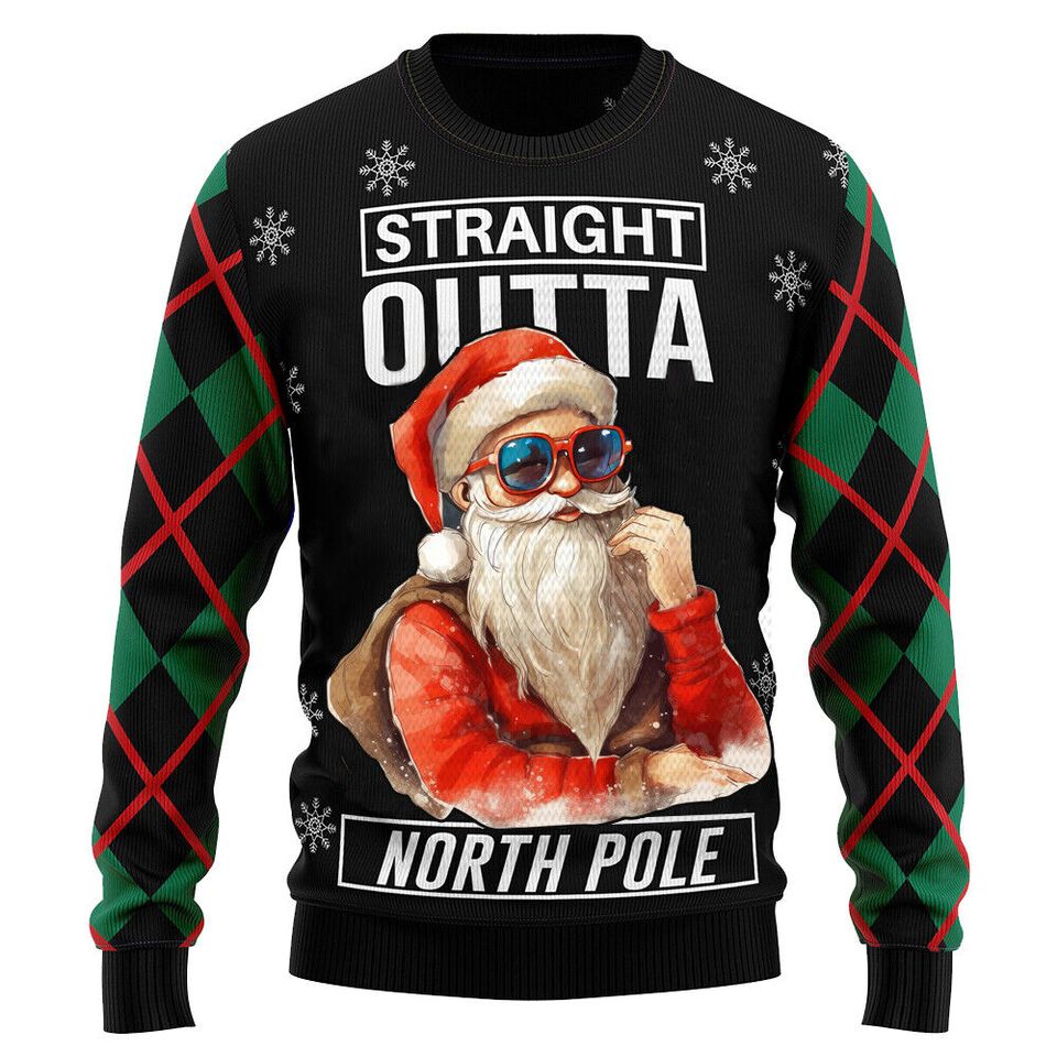 Santa Claus Straight Outta North Pole Christmas Sweater 3D