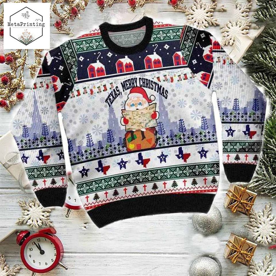 Santa Claus Texas Merry Christmas Ugly Sweater