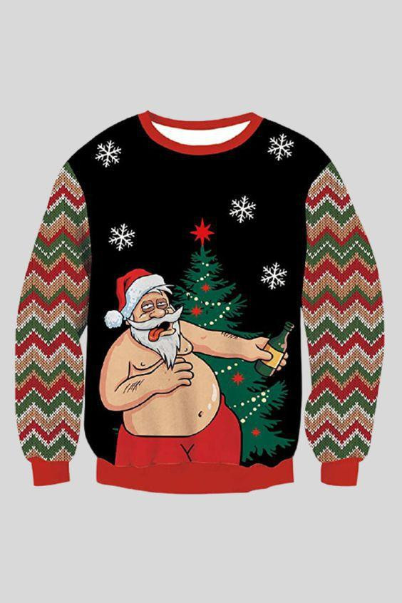 Santa Claus Ugly Christmas Sweater Adult 3D Funny Matching for family