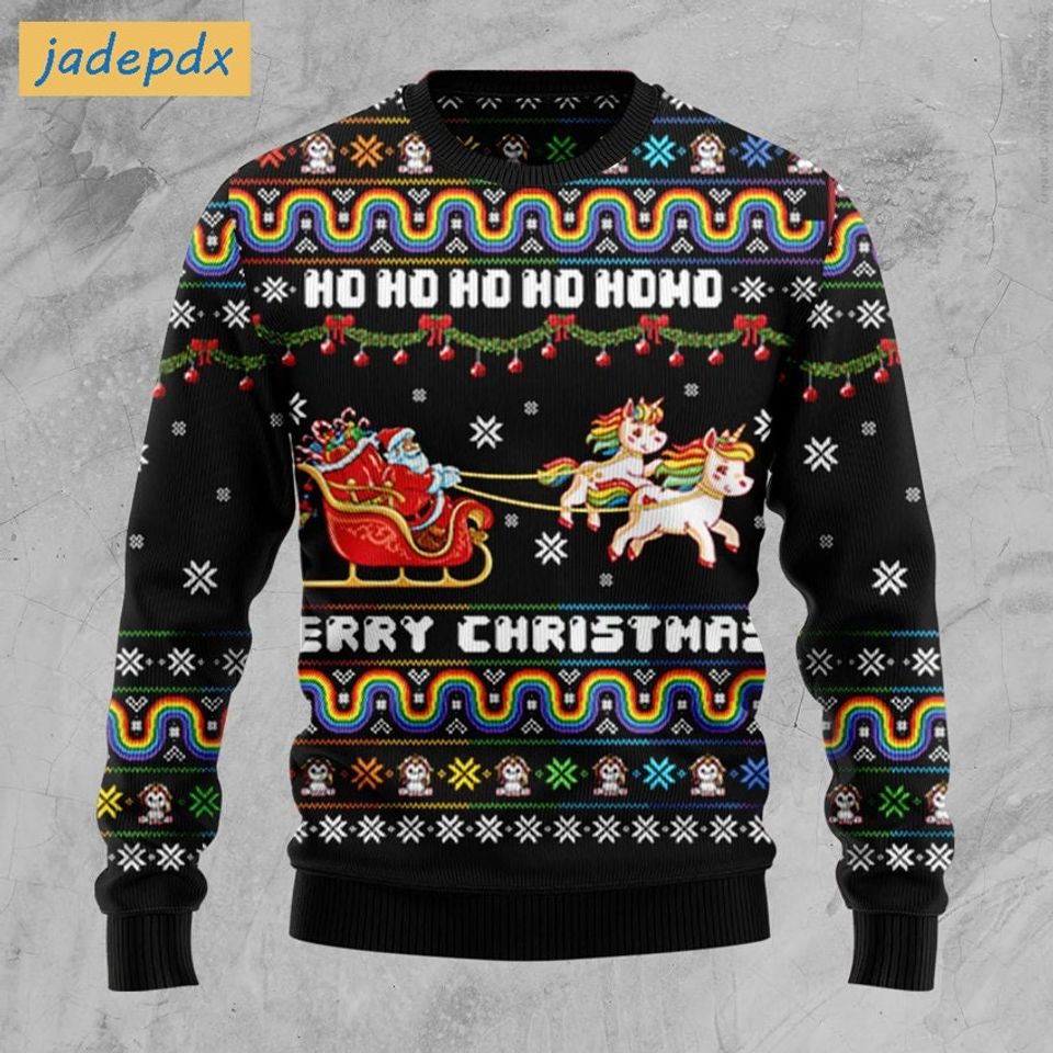 Santa Claus Unicorn Merry Christmas Ugly Sweater