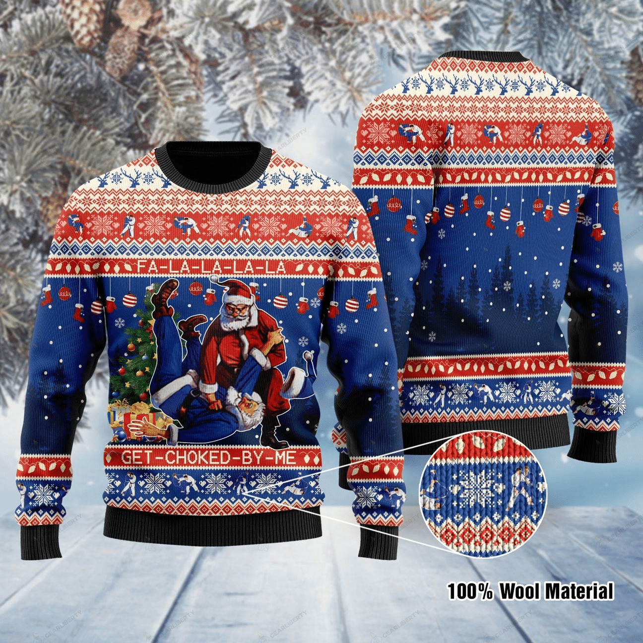 Santa Claus With Sayings FA-LA-LA-LA-LA  Ugly Christmas Sweater Adult 3D Funny Matching for family