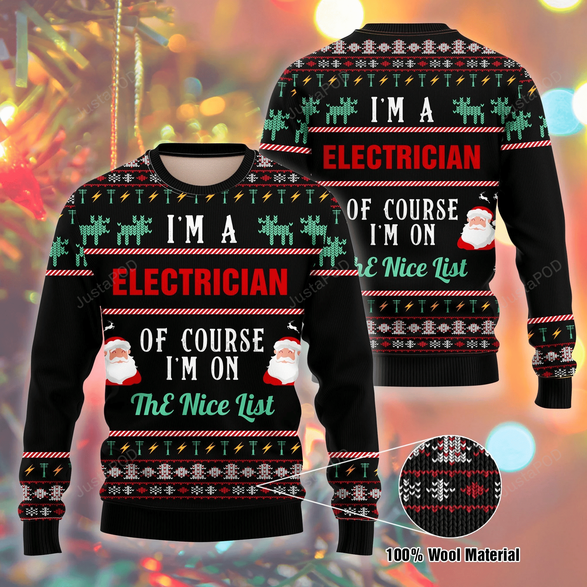 Santa Clause I Am A Electrician Ugly Christmas Sweater Adult 3D Funny Matching for family