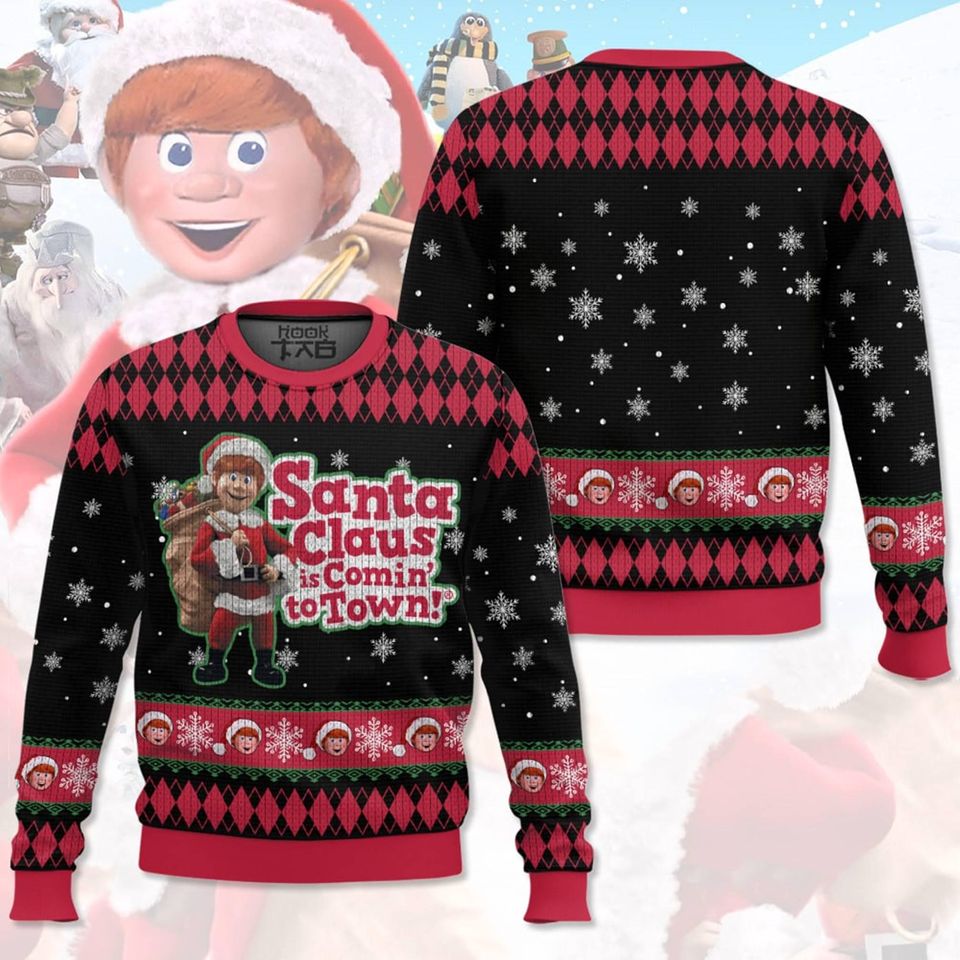 Santa Clause Is Coming To Town Ugly Christmas Sweater, Kris Kringle Ugly Christmas
