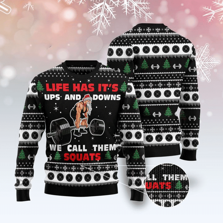 Santa Clause Love Gym Ugly Christmas Sweater Adult 3D Funny Matching for family